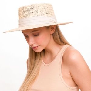 Cream Wide Brim Fedora Paper Panama Round Sun Hat